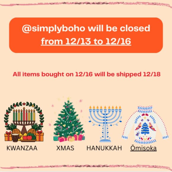 @SIMPLYBOHO will be CLOSED from 12/13 to 12/16 --- π
π₯πΎ - Picture 1 of 5